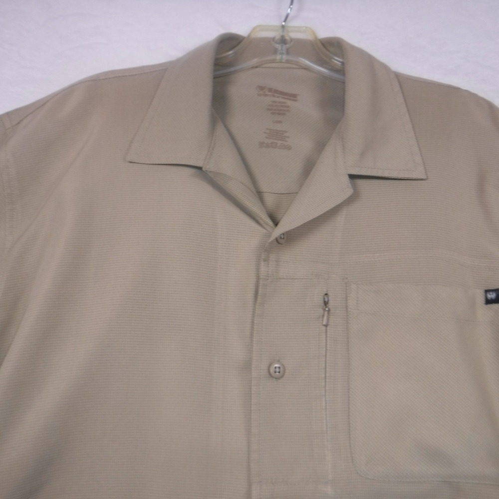 Wolverine‎ Men's L Khaki Short Sleeve Button Down Utility Shirt Tan Hiking Work
